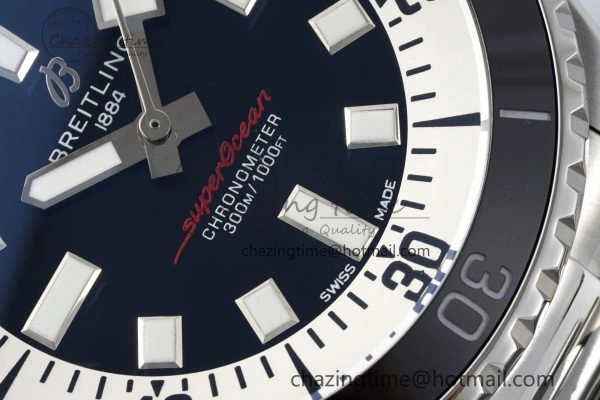 HighQuality Superocean 44mm TF 1:1 Best Edition Black White Dial Black Bezel on SS Bracelet A 5520