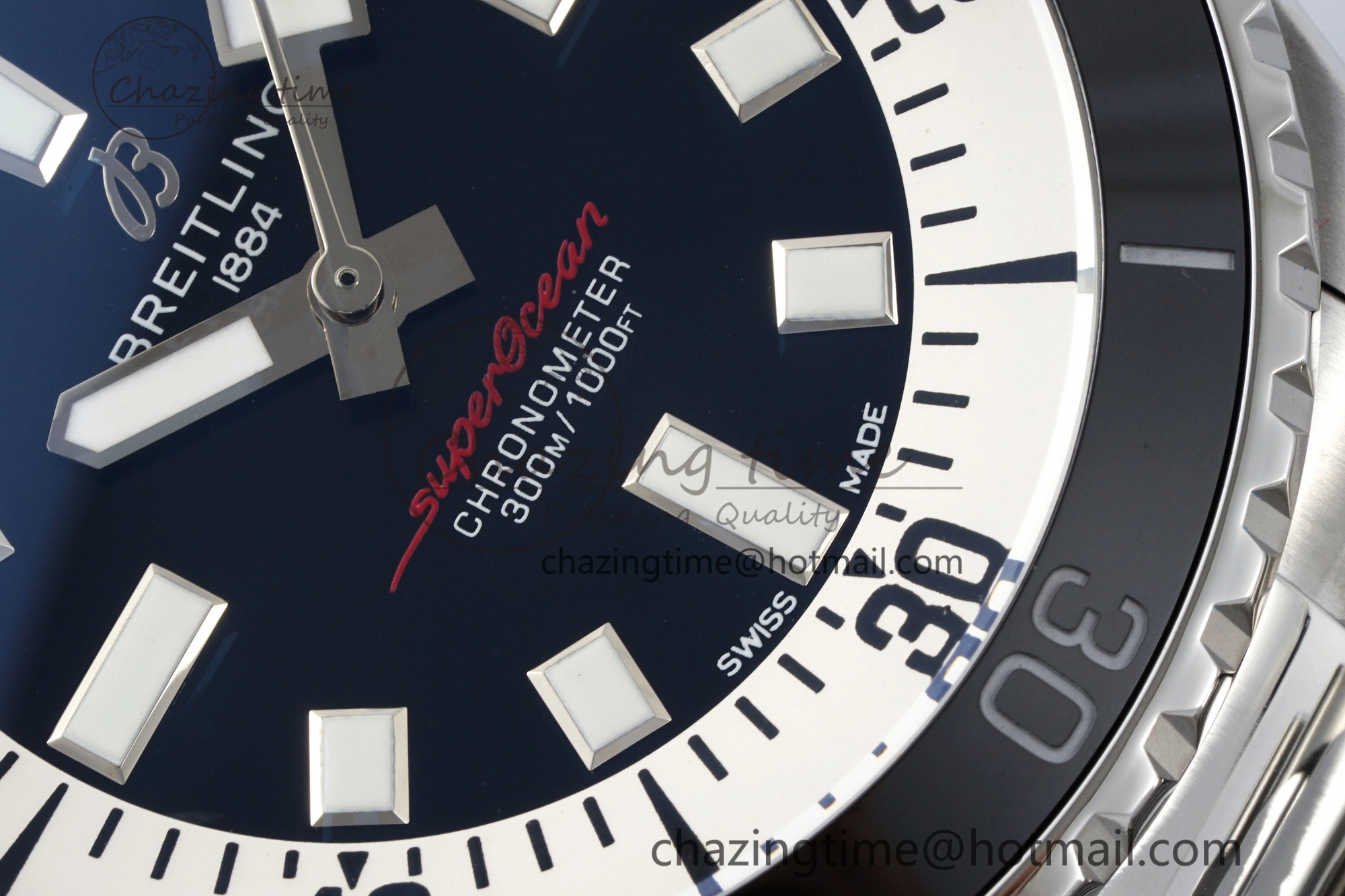 HighQuality Superocean 44mm TF 1:1 Best Edition Black White Dial Black Bezel on SS Bracelet A 5520