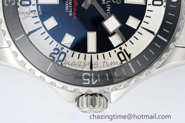 HighQuality Superocean 44mm TF 1:1 Best Edition Black White Dial Black Bezel on SS Bracelet A 5520