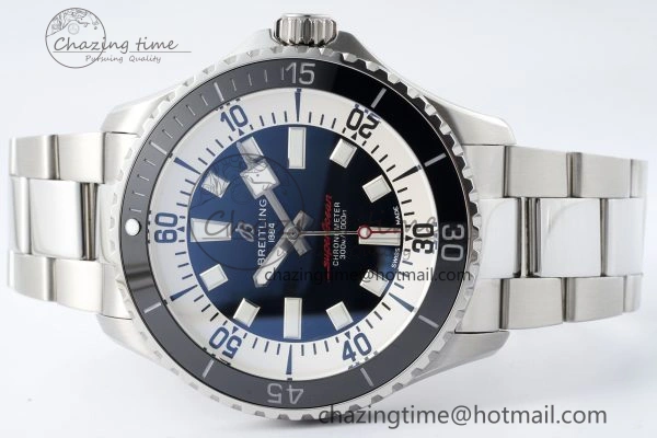 HighQuality Superocean 44mm TF 1:1 Best Edition Black White Dial Black Bezel on SS Bracelet A 5520