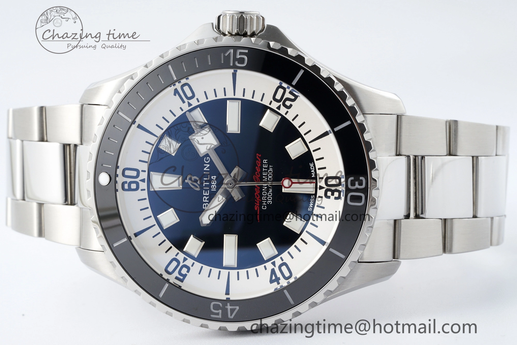 HighQuality Superocean 44mm TF 1:1 Best Edition Black White Dial Black Bezel on SS Bracelet A 5520
