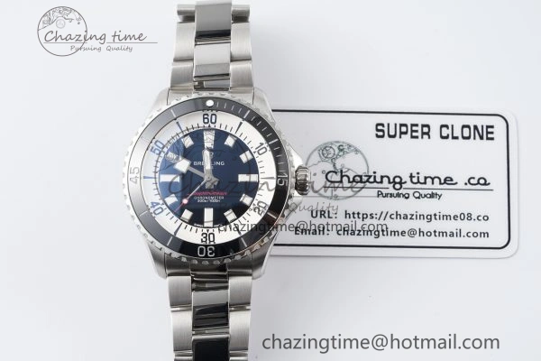 HighQuality Superocean 44mm TF 1:1 Best Edition Black White Dial Black Bezel on SS Bracelet A 5520