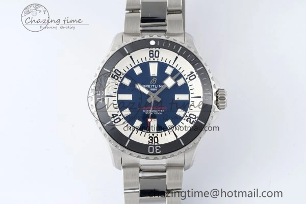 Superocean 44mm TF 1:1 Best Edition Blue White Dial Black Bezel on SS Bracelet A MoistureWicking 5541