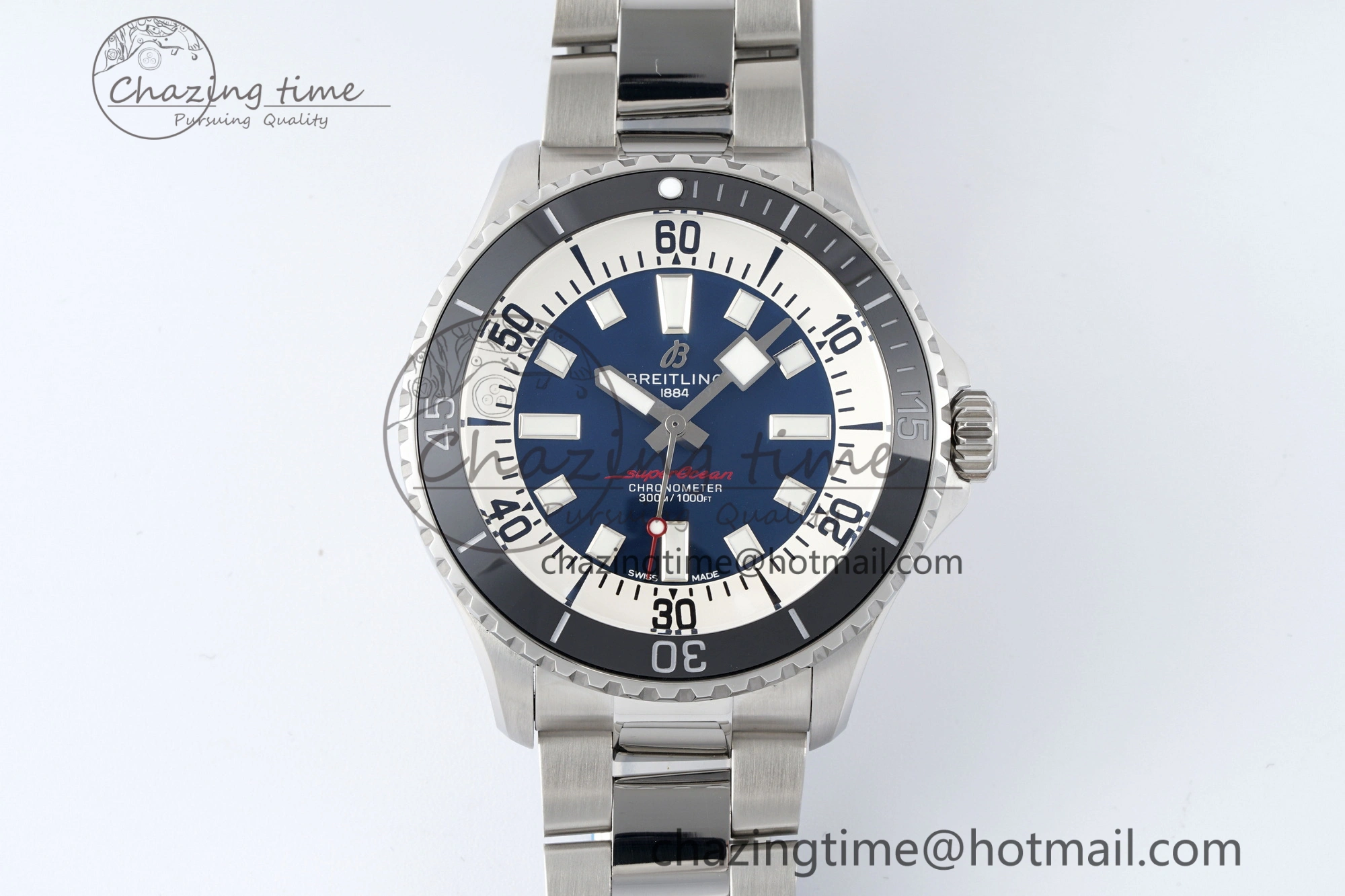 Superocean 44mm TF 1:1 Best Edition Blue White Dial Black Bezel on SS Bracelet A MoistureWicking 5541