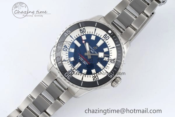 Superocean 44mm TF 1:1 Best Edition Blue White Dial Black Bezel on SS Bracelet A MoistureWicking 5541