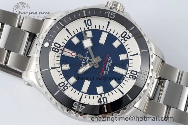 Superocean 44mm TF 1:1 Best Edition Blue White Dial Black Bezel on SS Bracelet A MoistureWicking 5541