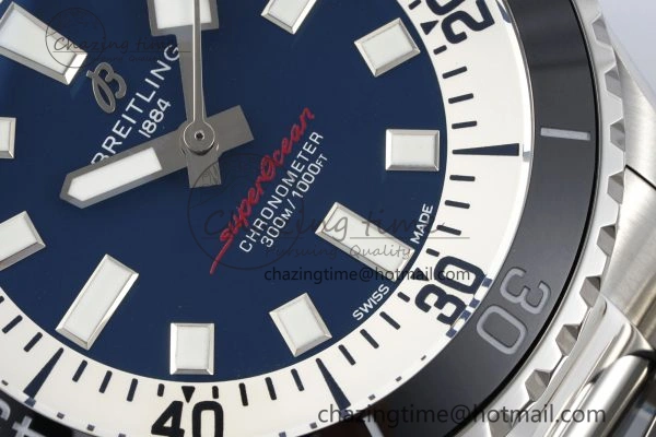 Superocean 44mm TF 1:1 Best Edition Blue White Dial Black Bezel on SS Bracelet A MoistureWicking 5541
