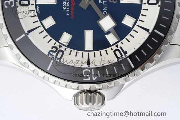 Superocean 44mm TF 1:1 Best Edition Blue White Dial Black Bezel on SS Bracelet A MoistureWicking 5541