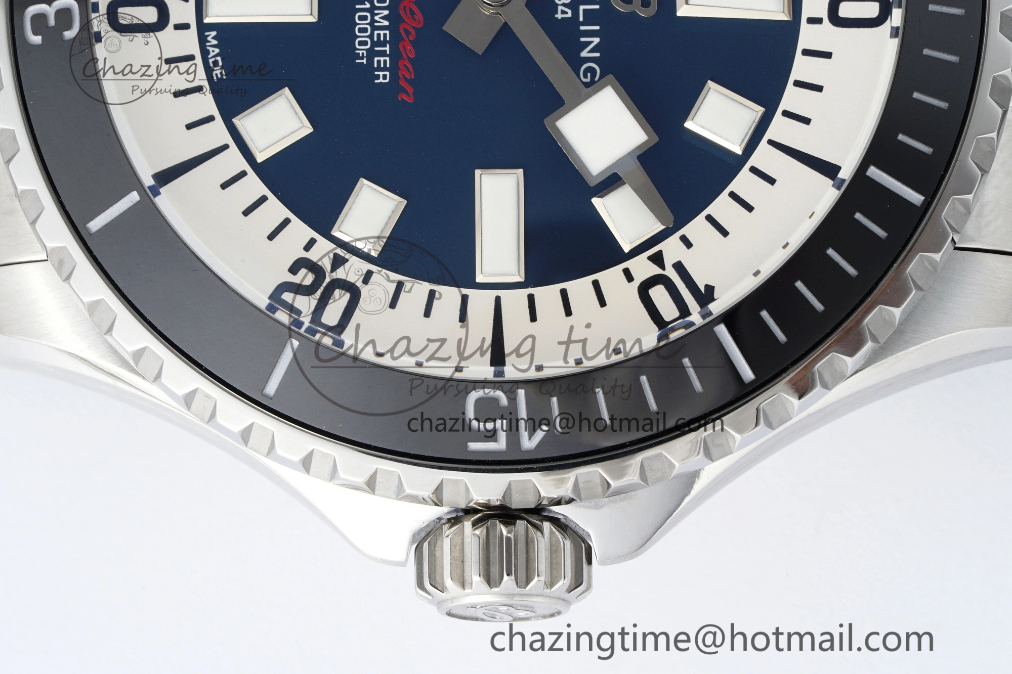 Superocean 44mm TF 1:1 Best Edition Blue White Dial Black Bezel on SS Bracelet A MoistureWicking 5541