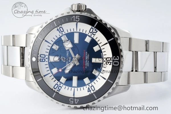 Superocean 44mm TF 1:1 Best Edition Blue White Dial Black Bezel on SS Bracelet A MoistureWicking 5541