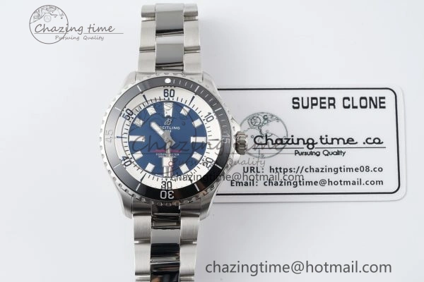 Superocean 44mm TF 1:1 Best Edition Blue White Dial Black Bezel on SS Bracelet A MoistureWicking 5541