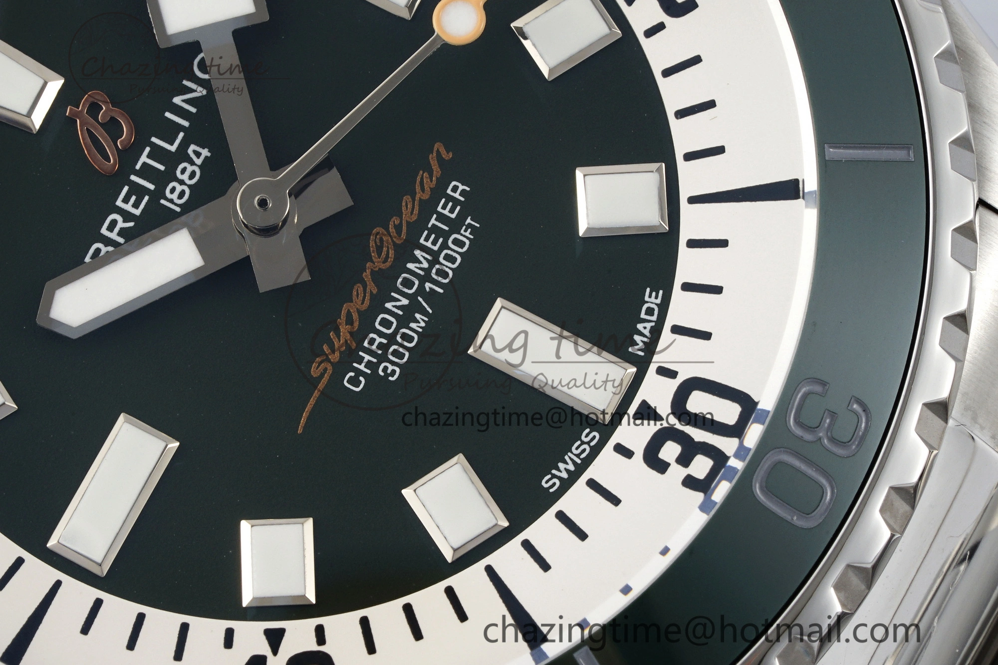 Original Superocean 44mm TF 1:1 Best Edition Green White Dial Green Bezel on SS Bracelet A 5519