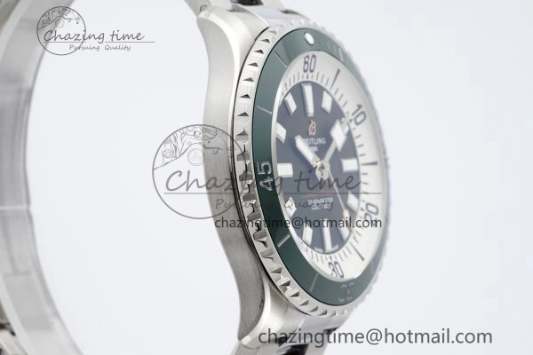 Original Superocean 44mm TF 1:1 Best Edition Green White Dial Green Bezel on SS Bracelet A 5519