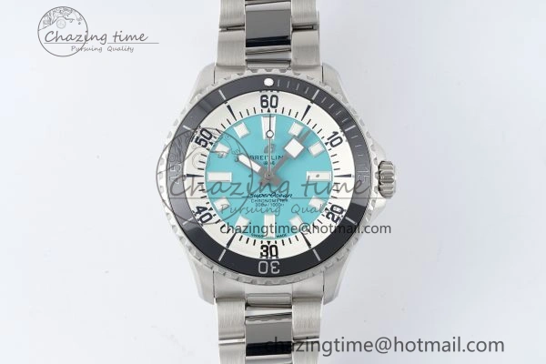 Flexible Superocean 44mm TF 1:1 Best Edition Tiffany White Dial Black Bezel on SS Bracelet A 5521