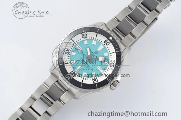 Flexible Superocean 44mm TF 1:1 Best Edition Tiffany White Dial Black Bezel on SS Bracelet A 5521