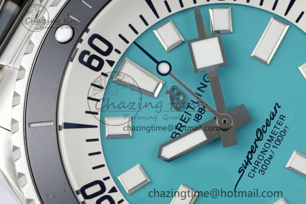 Flexible Superocean 44mm TF 1:1 Best Edition Tiffany White Dial Black Bezel on SS Bracelet A 5521