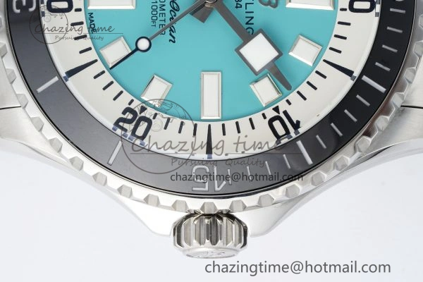 Flexible Superocean 44mm TF 1:1 Best Edition Tiffany White Dial Black Bezel on SS Bracelet A 5521
