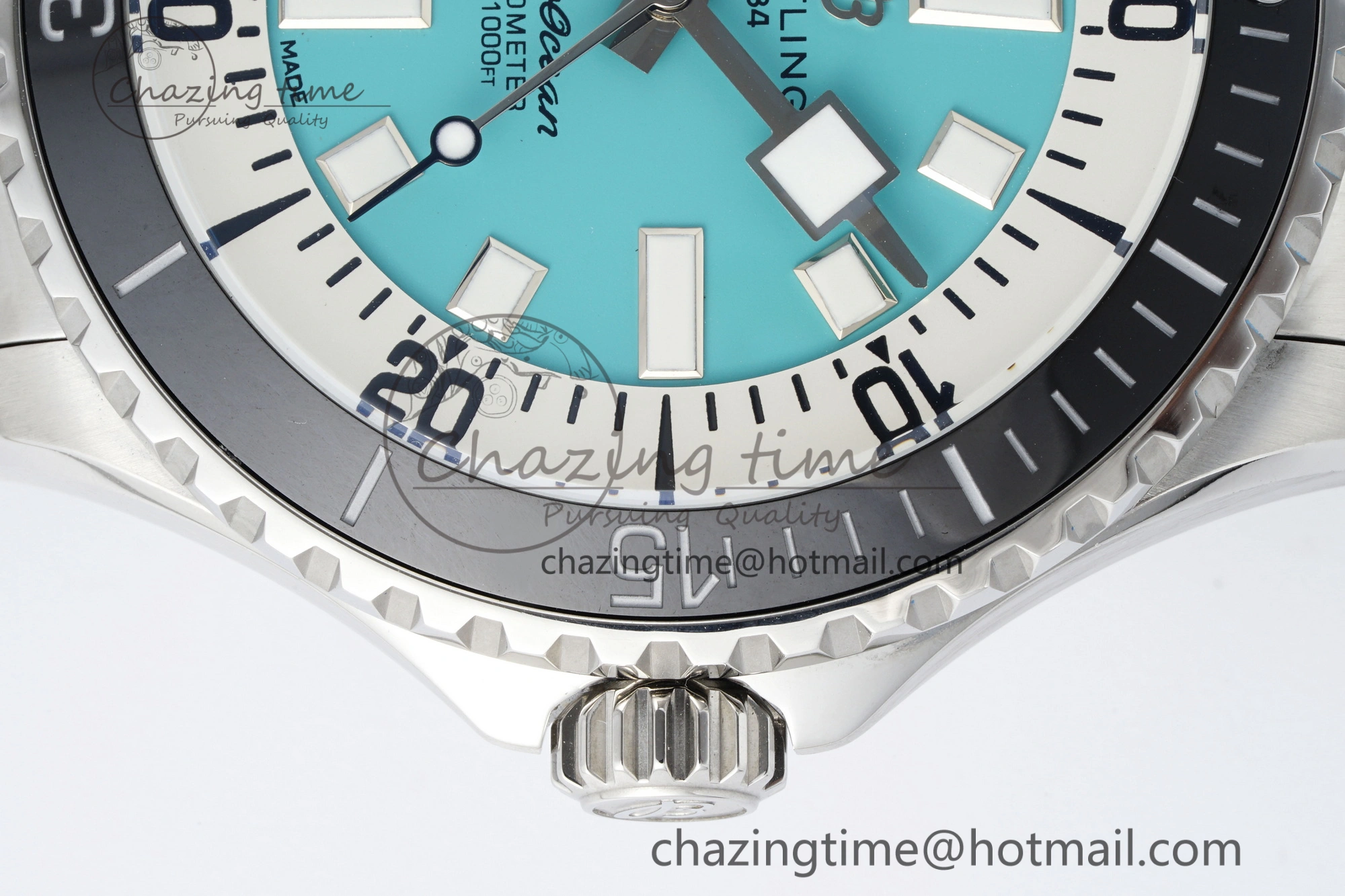 Flexible Superocean 44mm TF 1:1 Best Edition Tiffany White Dial Black Bezel on SS Bracelet A 5521
