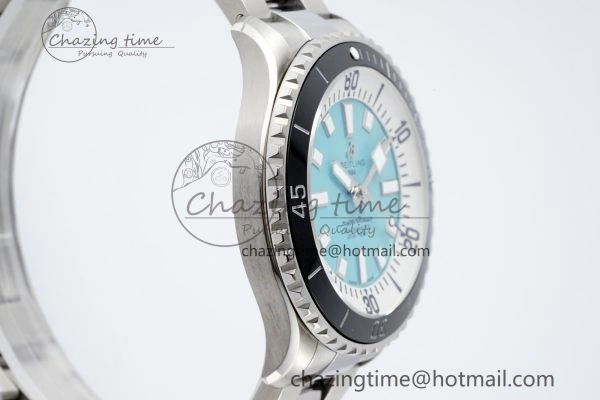 Flexible Superocean 44mm TF 1:1 Best Edition Tiffany White Dial Black Bezel on SS Bracelet A 5521