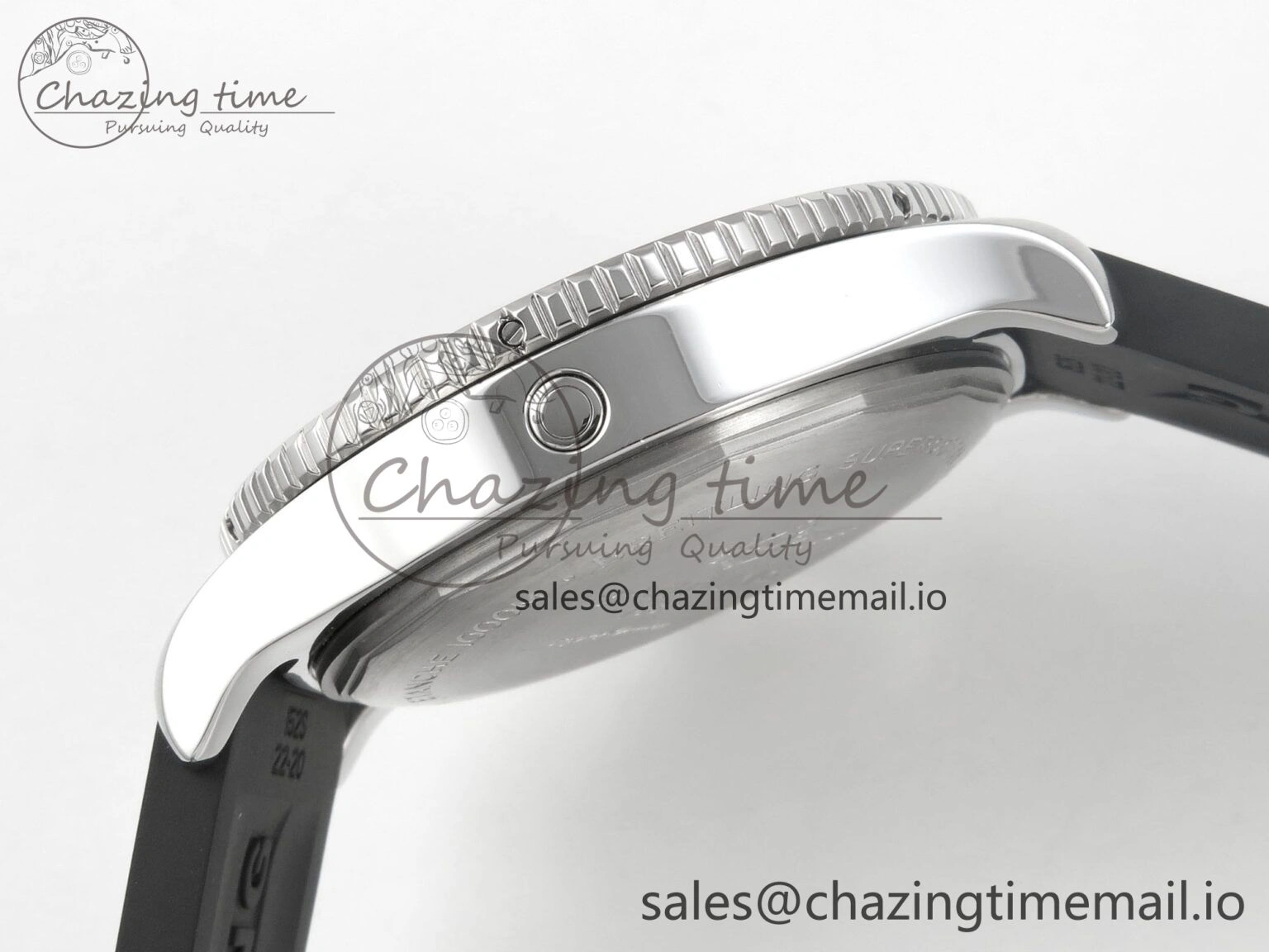 Superocean 46mm SS TF 1:1 Best Edition Black Dial Black Bezel on Blue Rubber Strap A2824 V SmoothTexture 5393