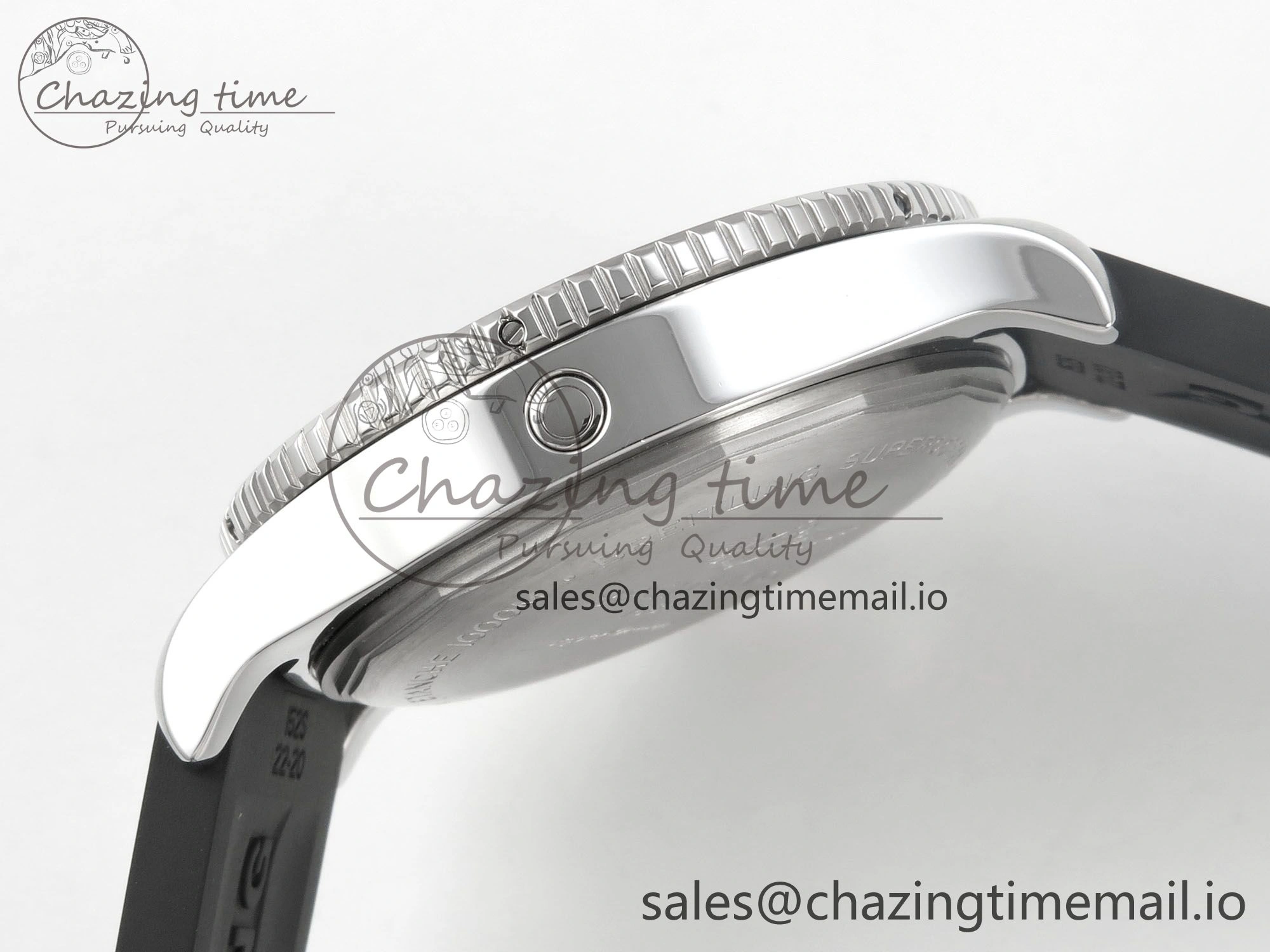 Superocean 46mm SS TF 1:1 Best Edition Black Dial Black Bezel on Blue Rubber Strap A2824 V SmoothTexture 5393