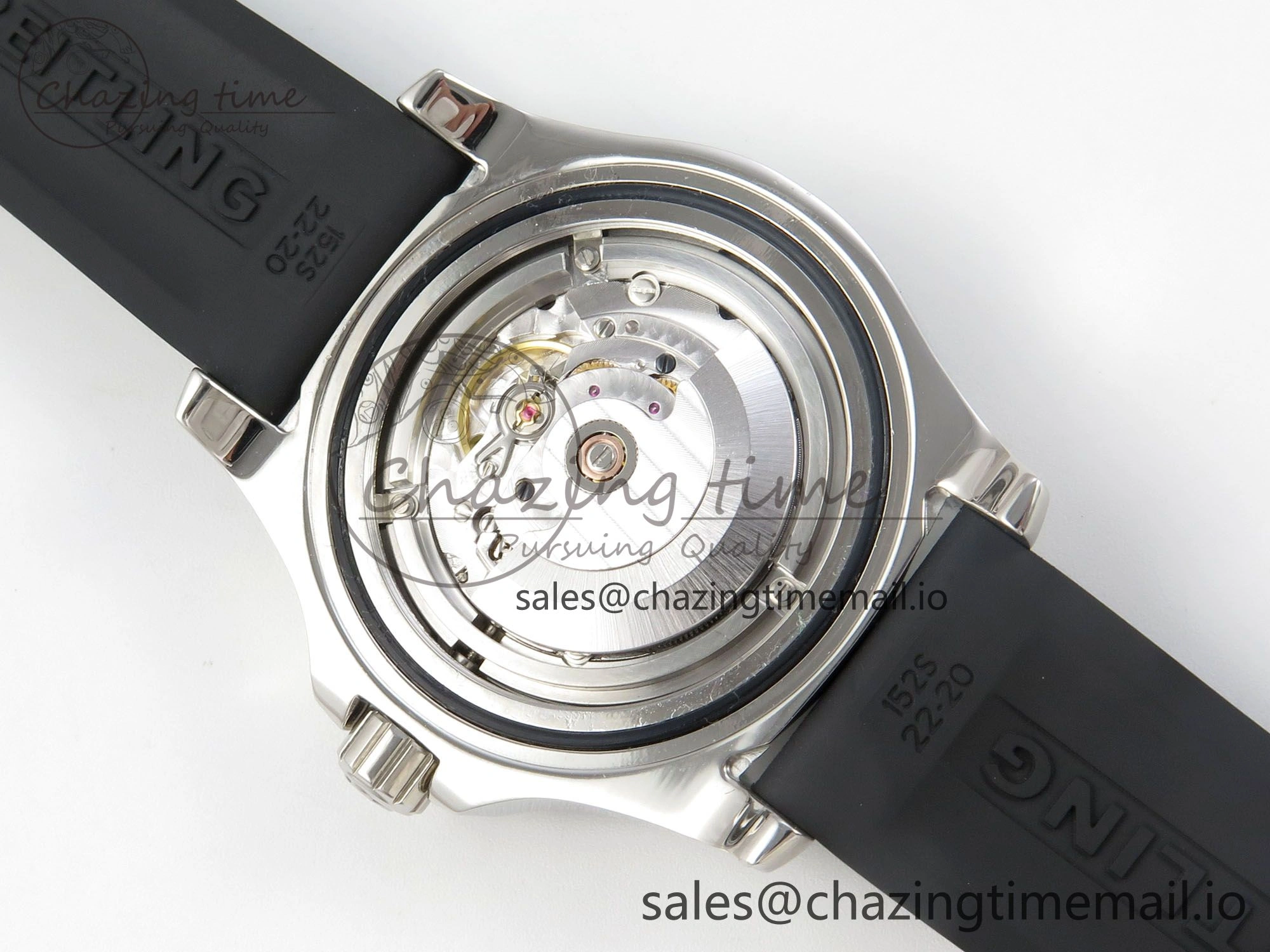 Superocean 46mm SS TF 1:1 Best Edition Black Dial Black Bezel on Blue Rubber Strap A2824 V SmoothTexture 5393