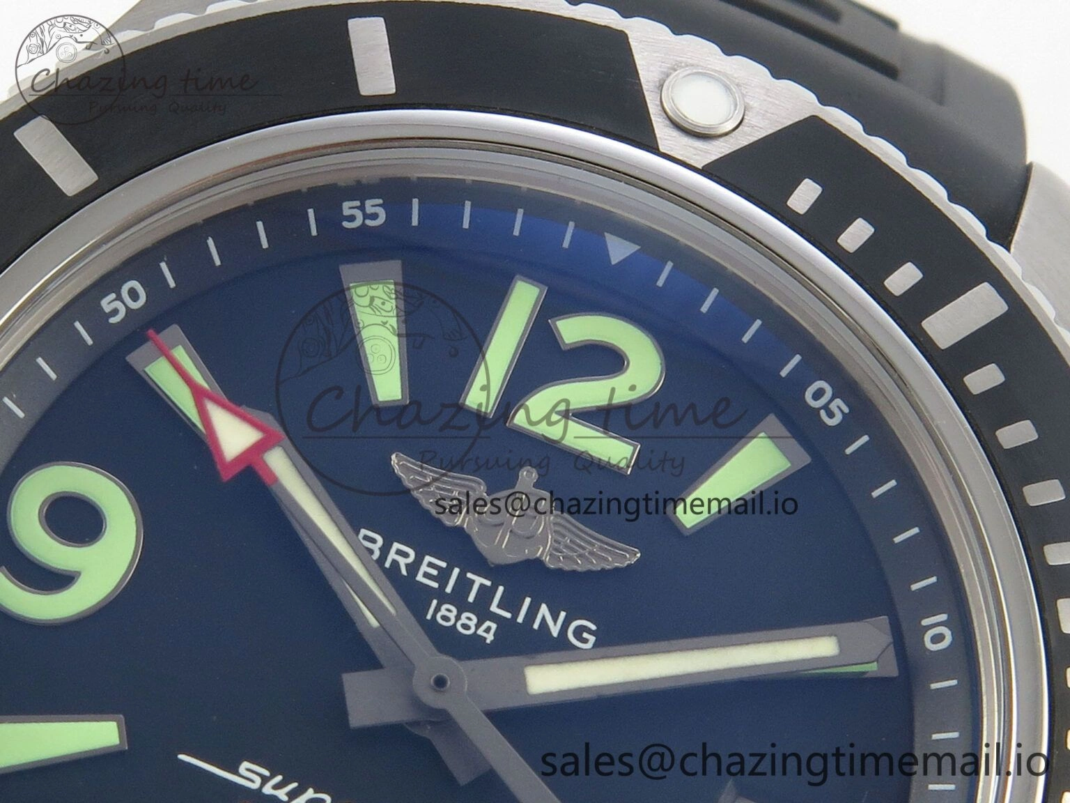 Superocean 46mm SS TF 1:1 Best Edition Black Dial Black Bezel on Blue Rubber Strap A2824 V SmoothTexture 5393