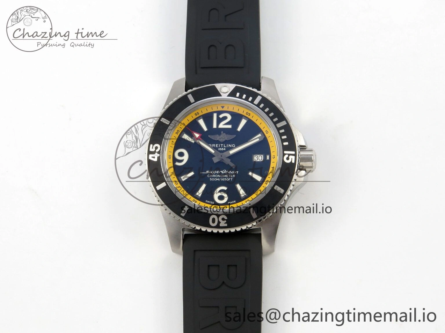Superocean 46mm SS TF 1:1 Best Edition Black Yellow Dial Black Bezel on Black Rubber Strap A2824 V NewStyle 5397