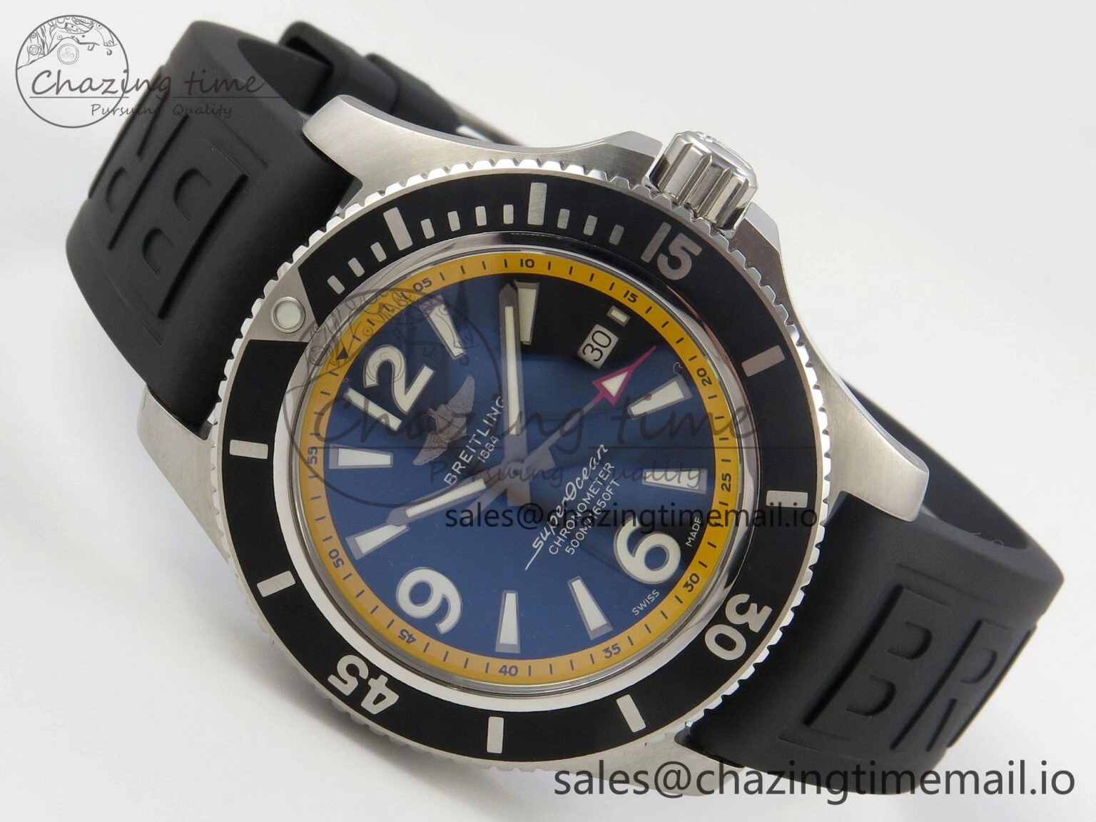 Superocean 46mm SS TF 1:1 Best Edition Black Yellow Dial Black Bezel on Black Rubber Strap A2824 V NewStyle 5397