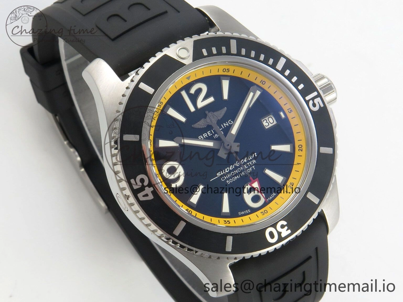 Superocean 46mm SS TF 1:1 Best Edition Black Yellow Dial Black Bezel on Black Rubber Strap A2824 V NewStyle 5397