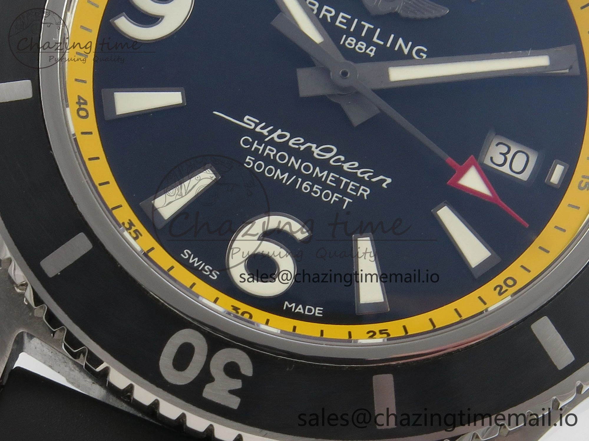 Superocean 46mm SS TF 1:1 Best Edition Black Yellow Dial Black Bezel on Black Rubber Strap A2824 V NewStyle 5397