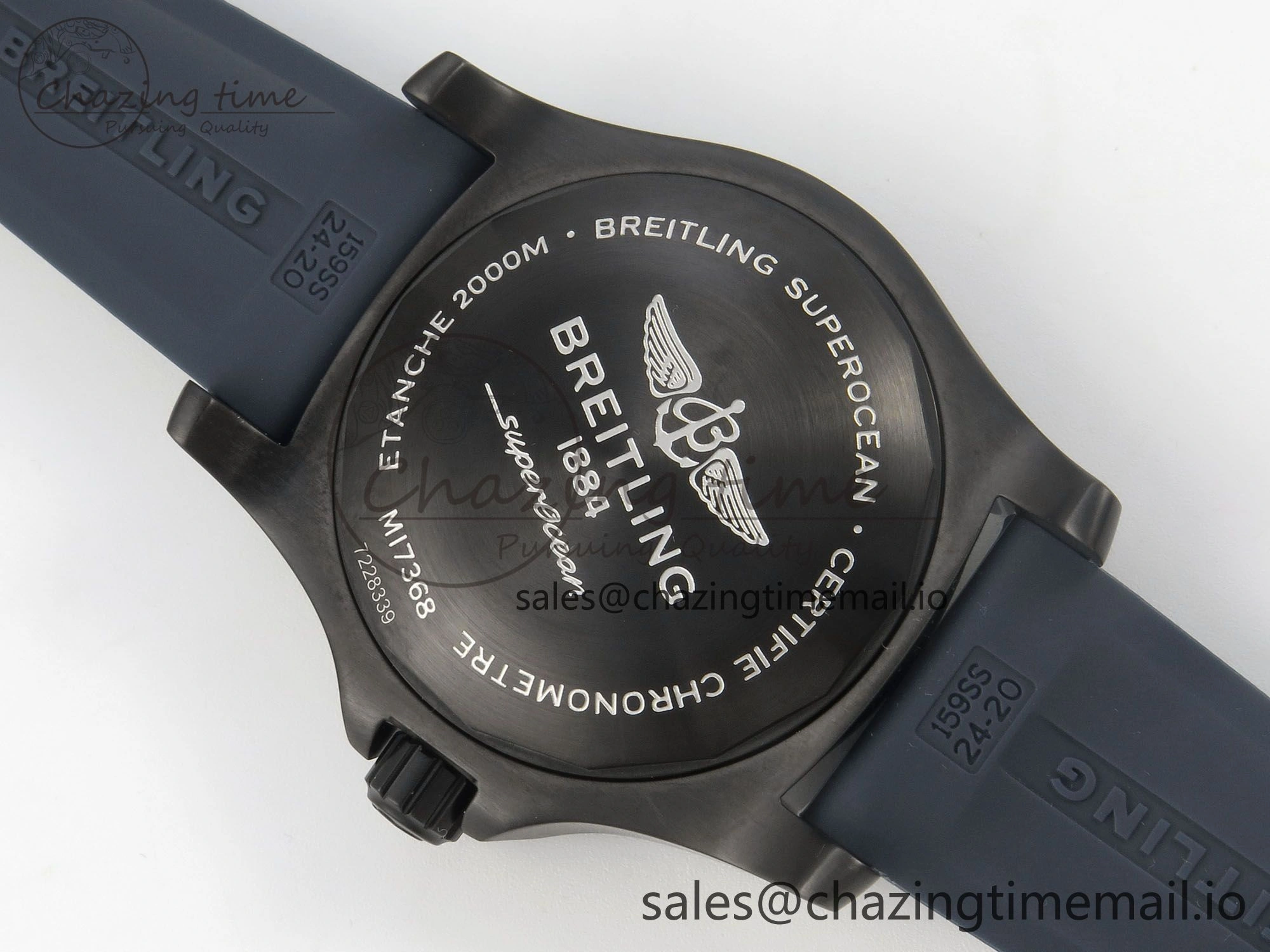 Superocean 46mm SS TF 1:1 Best Edition Blue Dial Black Bezel on Blue Rubber Strap A2824 V OnTrend 4236