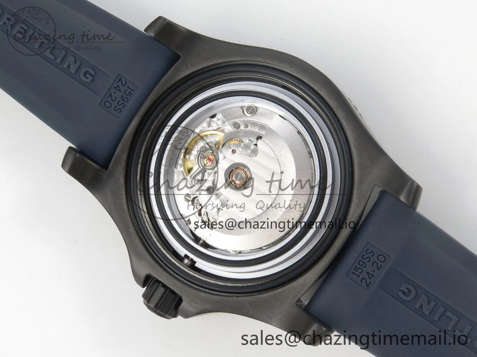 Superocean 46mm SS TF 1:1 Best Edition Blue Dial Black Bezel on Blue Rubber Strap A2824 V OnTrend 4236