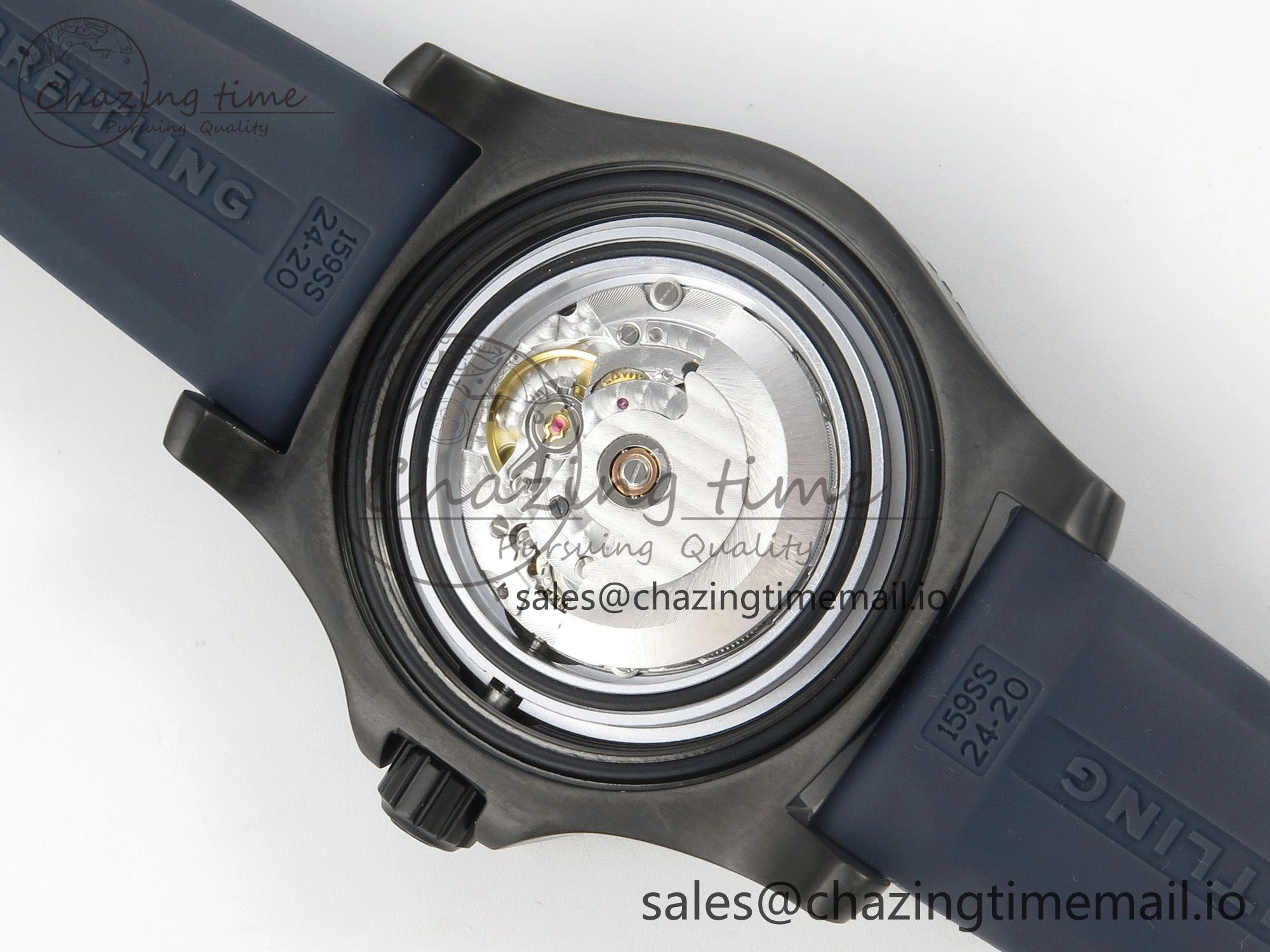 Superocean 46mm SS TF 1:1 Best Edition Blue Dial Black Bezel on Blue Rubber Strap A2824 V OnTrend 4236