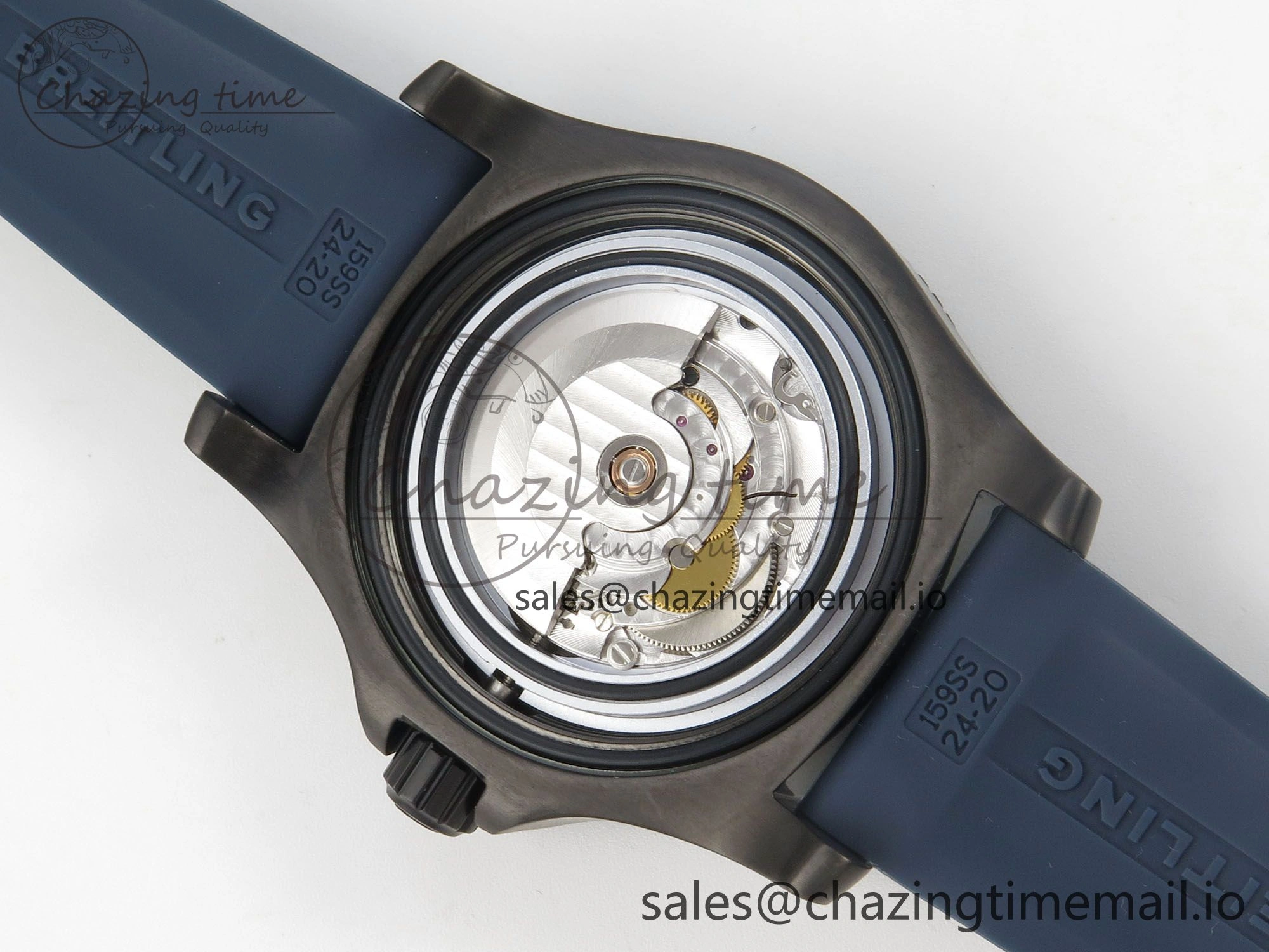 Superocean 46mm SS TF 1:1 Best Edition Blue Dial Black Bezel on Blue Rubber Strap A2824 V OnTrend 4236