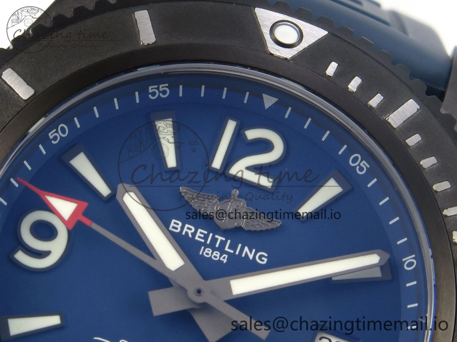 Superocean 46mm SS TF 1:1 Best Edition Blue Dial Black Bezel on Blue Rubber Strap A2824 V OnTrend 4236