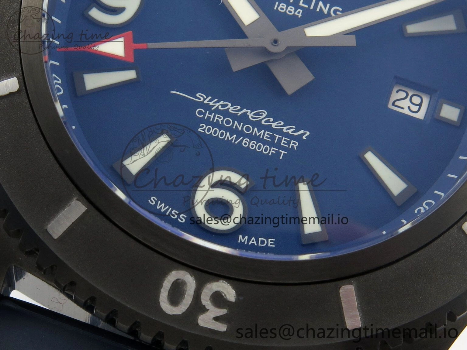 Superocean 46mm SS TF 1:1 Best Edition Blue Dial Black Bezel on Blue Rubber Strap A2824 V OnTrend 4236