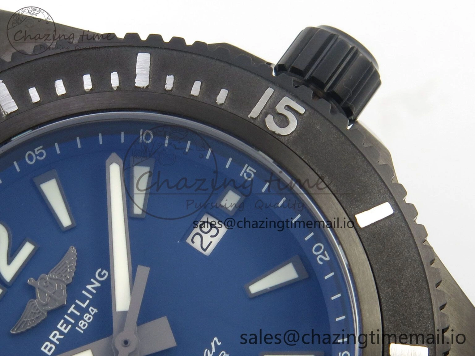 Superocean 46mm SS TF 1:1 Best Edition Blue Dial Black Bezel on Blue Rubber Strap A2824 V OnTrend 4236