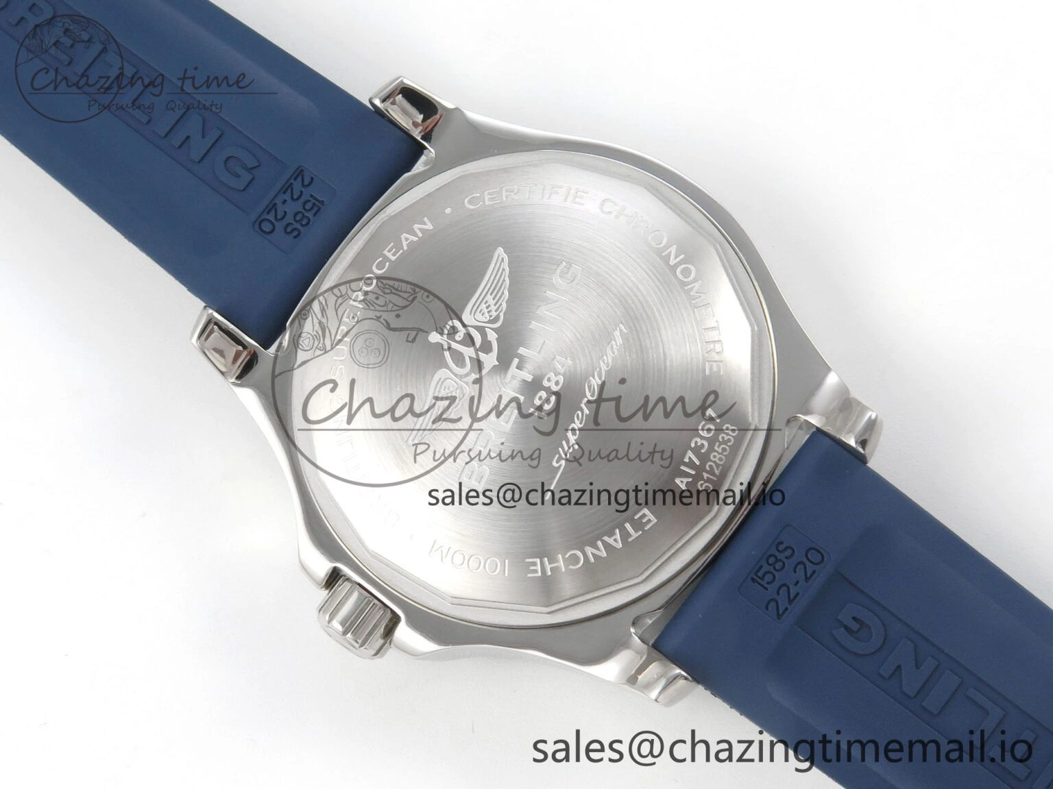 Lightweight Superocean 46mm SS TF 1:1 Best Edition Blue Dial Blue Bezel on Blue Rubber Strap A2824 V 5396