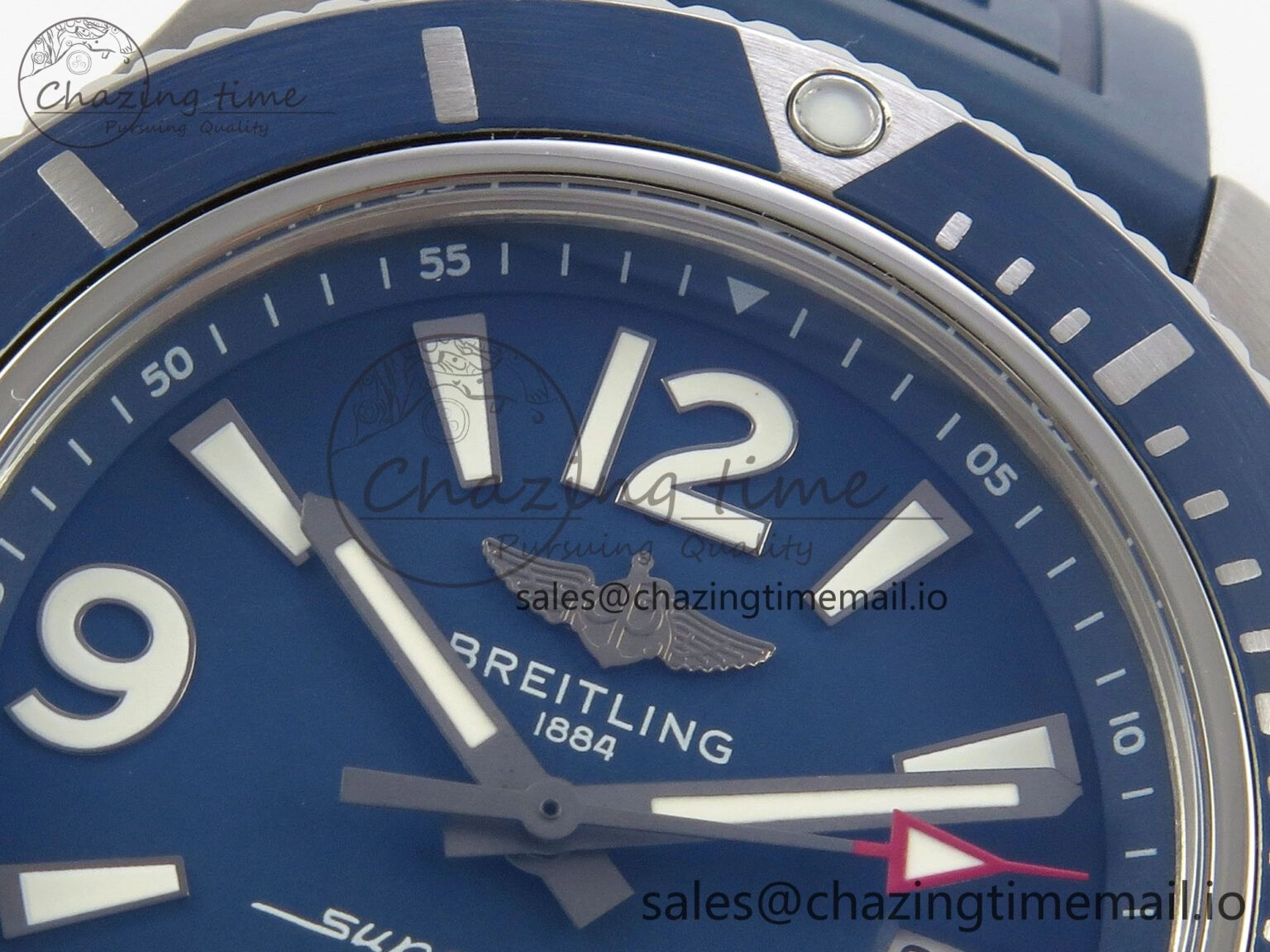 Lightweight Superocean 46mm SS TF 1:1 Best Edition Blue Dial Blue Bezel on Blue Rubber Strap A2824 V 5396
