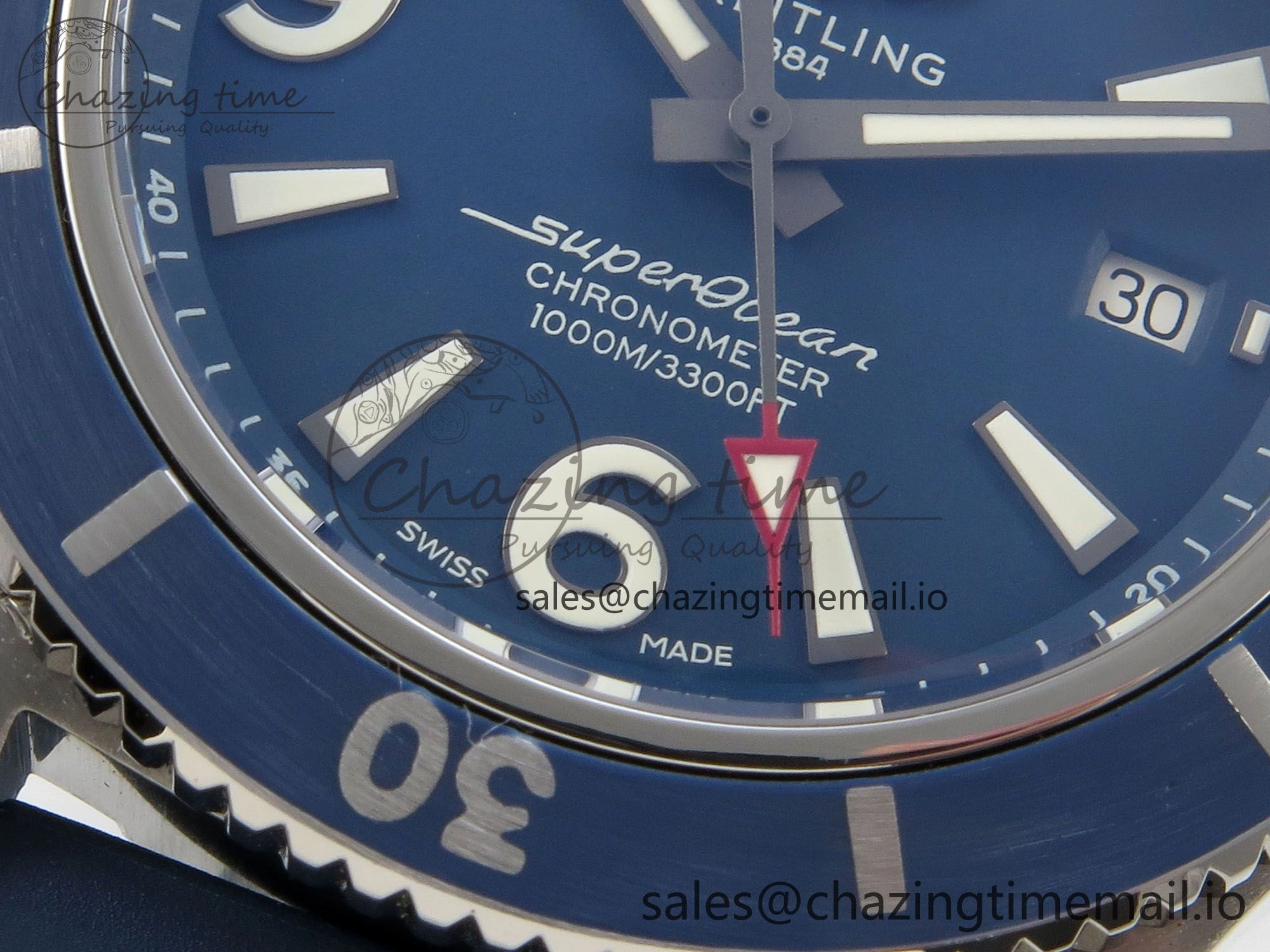 Lightweight Superocean 46mm SS TF 1:1 Best Edition Blue Dial Blue Bezel on Blue Rubber Strap A2824 V 5396