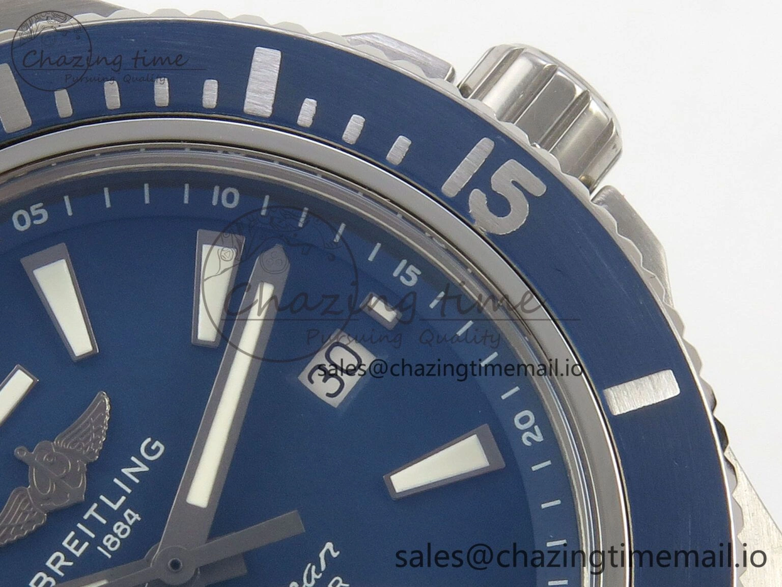 Lightweight Superocean 46mm SS TF 1:1 Best Edition Blue Dial Blue Bezel on Blue Rubber Strap A2824 V 5396