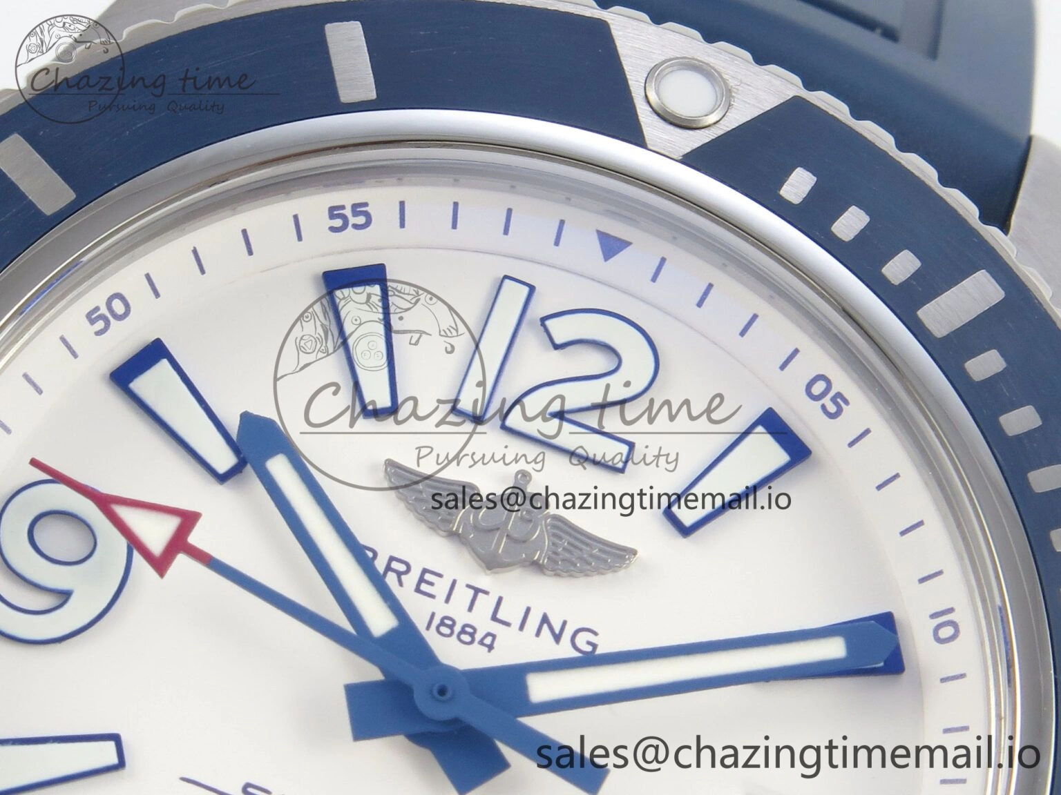 Superocean 46mm SS TF 1:1 Best Edition White Dial Blue Bezel on Blue Rubber Strap A2824 V GoAnywhere 5395