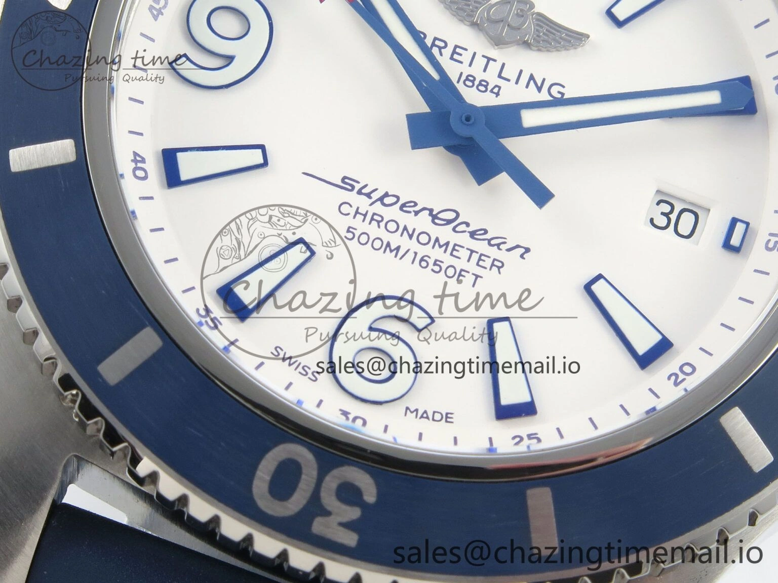 Superocean 46mm SS TF 1:1 Best Edition White Dial Blue Bezel on Blue Rubber Strap A2824 V GoAnywhere 5395