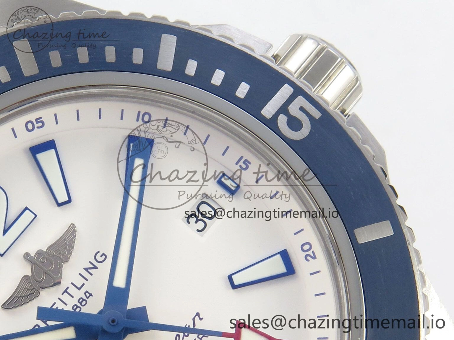 Superocean 46mm SS TF 1:1 Best Edition White Dial Blue Bezel on Blue Rubber Strap A2824 V GoAnywhere 5395