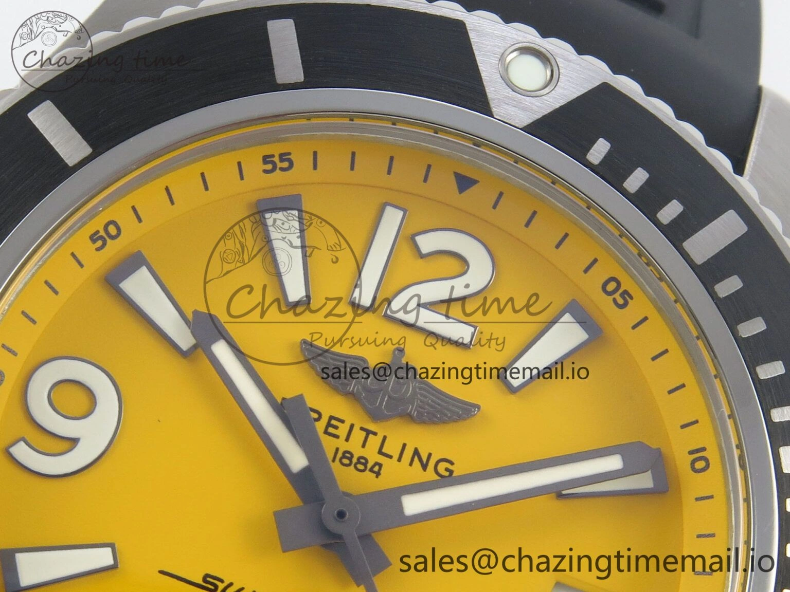 Superocean 46mm SS TF 1:1 Best Edition Yellow Dial Black Bezel on Black Rubber Strap A2824 V FlexibleFit 5392