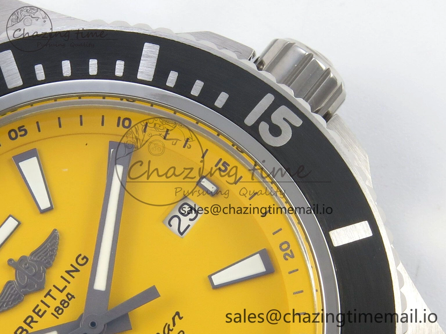 Superocean 46mm SS TF 1:1 Best Edition Yellow Dial Black Bezel on Black Rubber Strap A2824 V FlexibleFit 5392