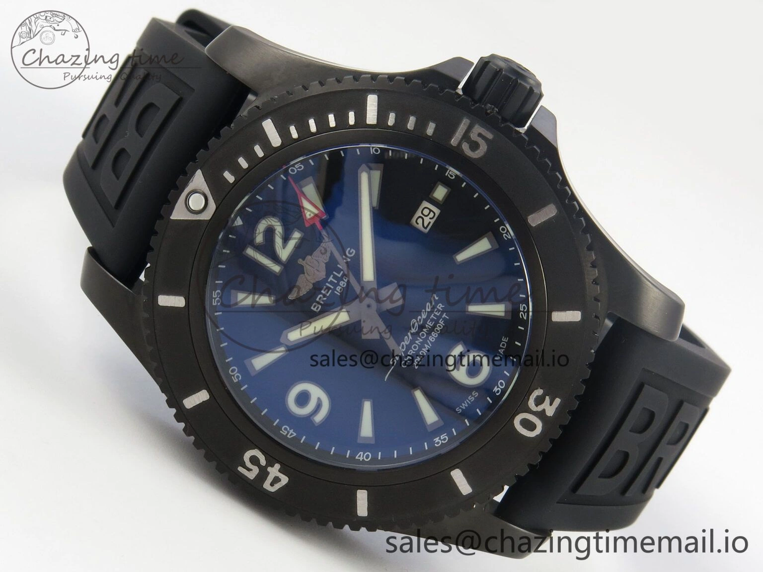 Superocean 46mm TF 1:1 Best Edition Black Dial Black Bezel on Black Rubber Strap A2824 V DailyWear 5387
