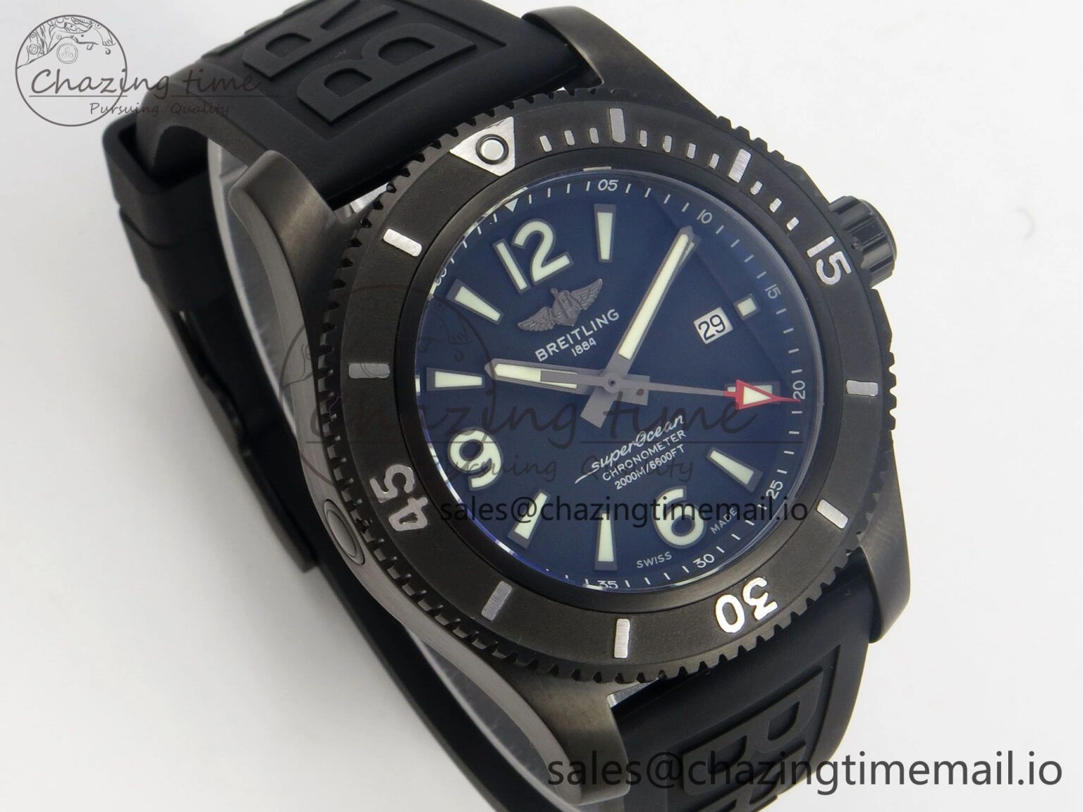 Superocean 46mm TF 1:1 Best Edition Black Dial Black Bezel on Black Rubber Strap A2824 V DailyWear 5387