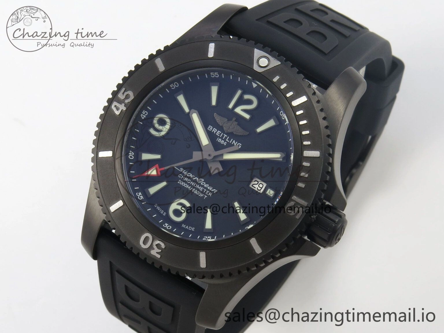Superocean 46mm TF 1:1 Best Edition Black Dial Black Bezel on Black Rubber Strap A2824 V DailyWear 5387